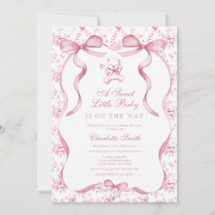 Invitación Un Osito de Baño Dulce Bebé Rosa Baby Shower
