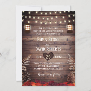 Invitación Un otoño rústico deja una vieja boda de otoño