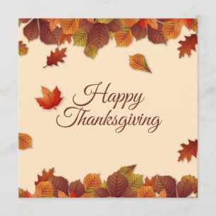 Invitación Un otoño simple deja el día de Acción de Gracias