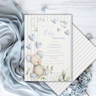 Invitación Un pajarito me lo dijo Fiesta de Bebé Ratón Azul