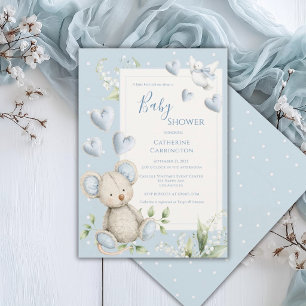 Invitación Un pajarito me lo dijo Fiesta de Bebé Ratón Azul