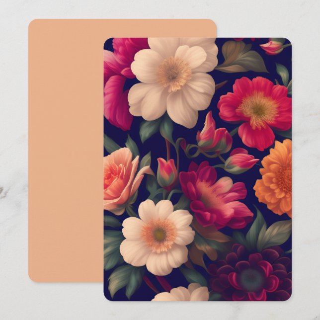 Invitación Un papel pintado con un patrón floral  (Anverso / Reverso)