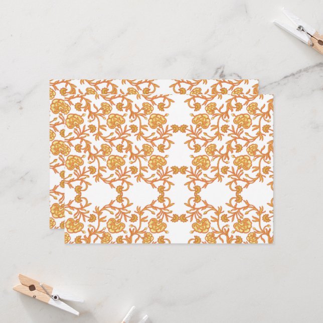 Invitación un papel pintado en blanco y naranja con un diseño (Anverso/Reverso In Situ)