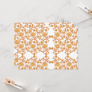 Invitación un papel pintado en blanco y naranja con un diseño