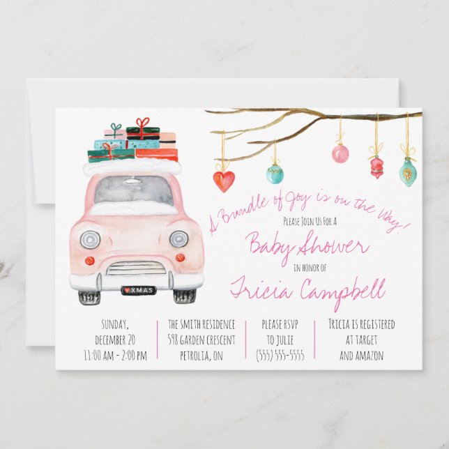 Invitación ¡Un paquete de alegría está en camino! Baby Shower (Anverso)