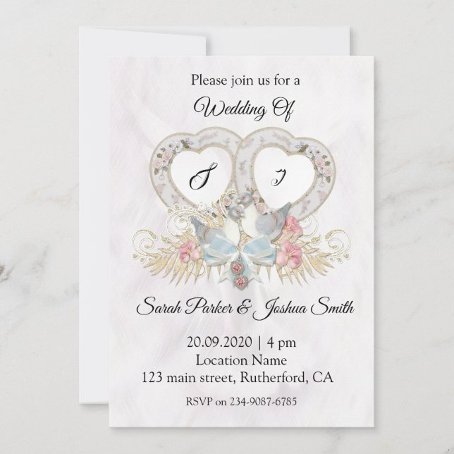 Invitación Un Par De Boda De La Palabra (Anverso)