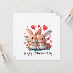Invitación Un par de divertidos conejos acuarelas