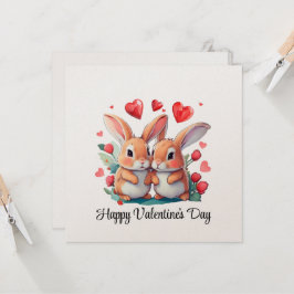 Invitación Un par de divertidos conejos acuarelas