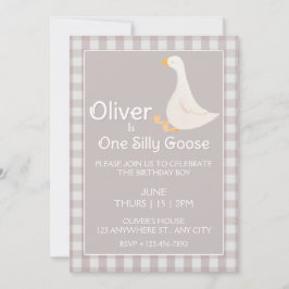 Invitación Un partido de cumpleaños único de Goose Beige Ging