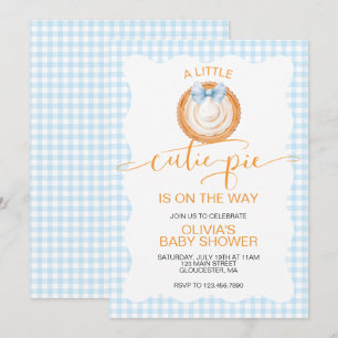 Invitación Un pastel de calabaza a cuadros azules Cutie Pie p