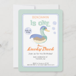 Invitación Un Pato Afortunado &  Cumpleaños de Burbujas por P