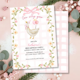 Invitación Un Pato Rosa Vintage de Un Ganso Tonto para el 1er