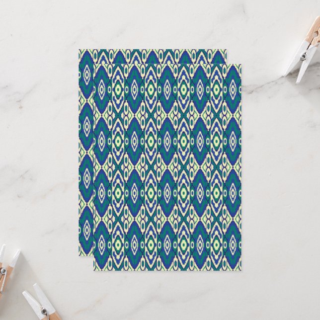 Invitación un patrón azul y verde con fondo blanco (Anverso/Reverso In Situ)
