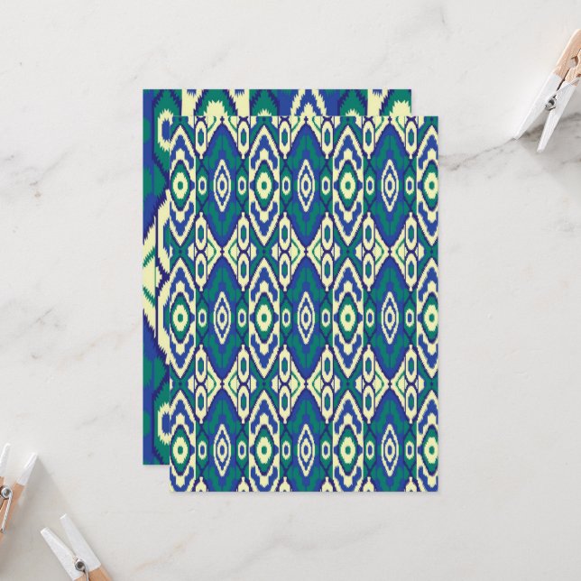 Invitación un patrón azul y verde con fondo blanco (Anverso/Reverso In Situ)