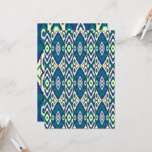Invitación un patrón azul y verde con fondo blanco