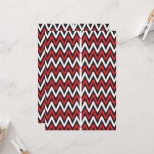Invitación un patrón de zigzag rojo y negro en un grupo de fo