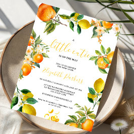 Invitación un pequeño adorable acuarela naranja cítrico limón