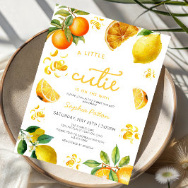 Invitación un pequeño adorable acuarela naranja cítrico limón