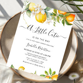 Invitación un pequeño adorable acuarela naranja cítrico limón