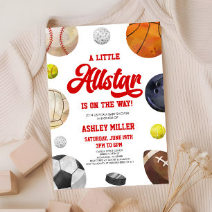 Invitación ¡Un Pequeño Allstar Está En Camino! Baby Shower de