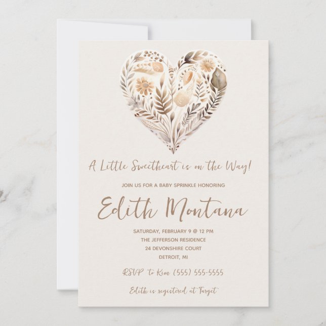 Invitación Un pequeño amor está en camino a Boho Baby Shower (Anverso)