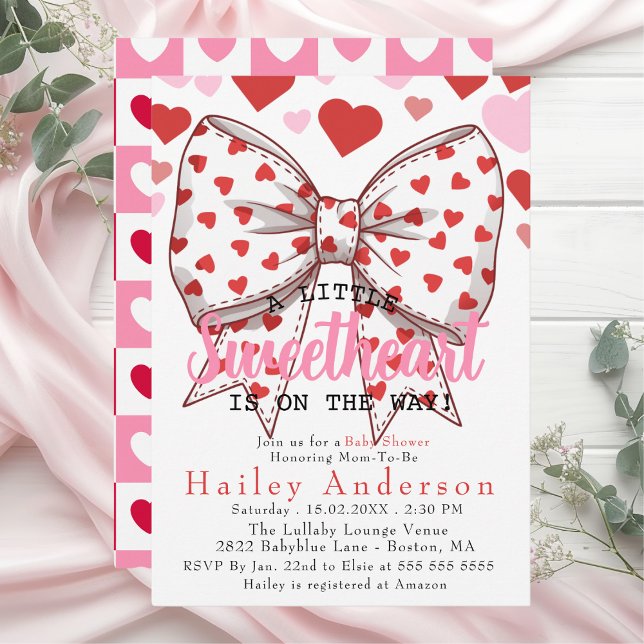 Invitación Un pequeño amor está en camino a la ducha de bebé (A Little Sweetheart Is on the Way baby shower Invitation)