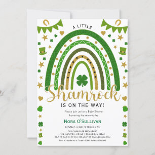 Invitación Un pequeño arco iris de Shamrock en Baby Shower de