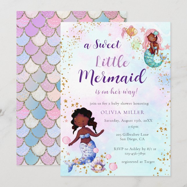 Invitación Un pequeño Baby Shower afroamericano (Anverso / Reverso)