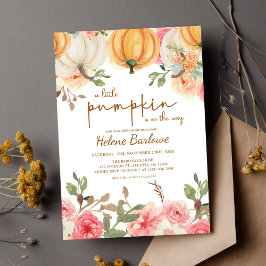 Invitación Un pequeño baby shower boho rústico de otoño con t