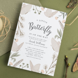 Invitación Un pequeño Baby Shower botánico de mariposa