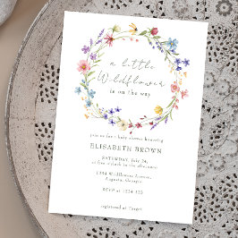 Invitación Un pequeño Baby Shower Chica de acuarela de flores