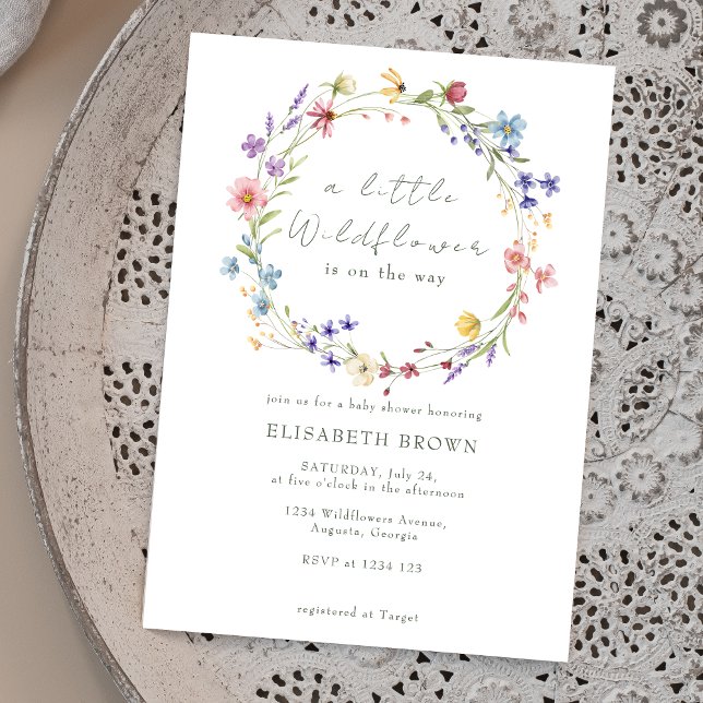 Invitación Un pequeño Baby Shower Chica de acuarela de flores (Subido por el creador)