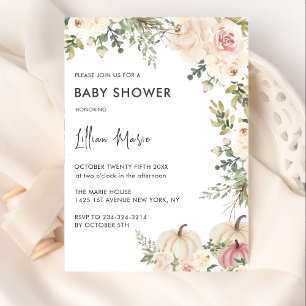 Invitación Un pequeño Baby Shower Chica de calabaza