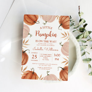 Invitación Un pequeño Baby Shower Chica de calabaza