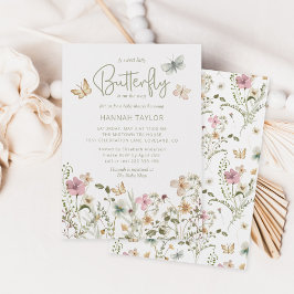 Invitación Un pequeño Baby Shower Chica de mariposas