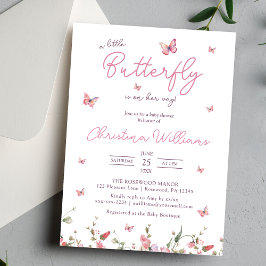 Invitación Un pequeño Baby Shower Chica de mariposas
