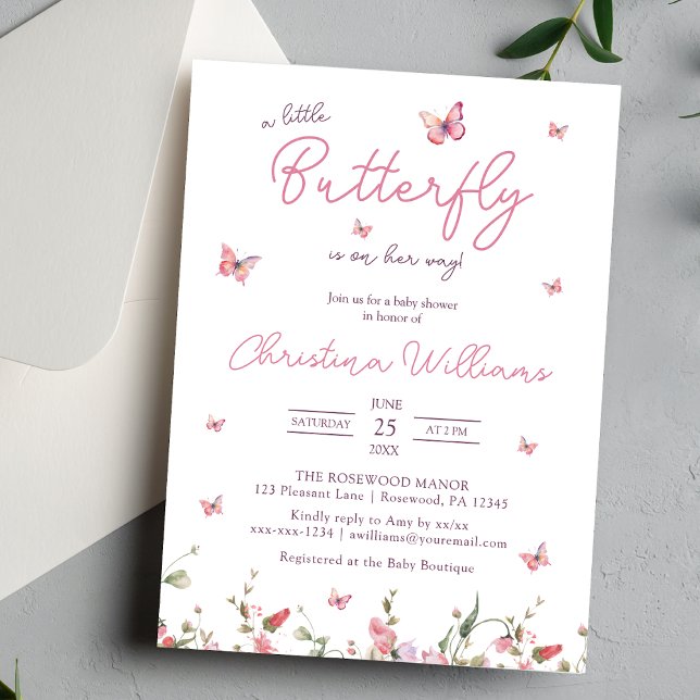 Invitación Un pequeño Baby Shower Chica de mariposas (Subido por el creador)