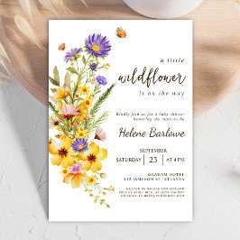 Invitación Un pequeño Baby Shower Chica elegante con flores s
