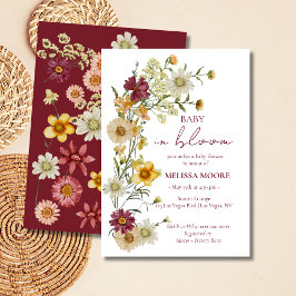 Invitación Un pequeño Baby Shower con flores silvestres de Bo