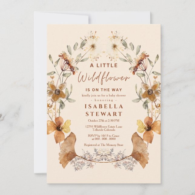 Invitación Un pequeño Baby Shower de Boho elegante (Anverso)