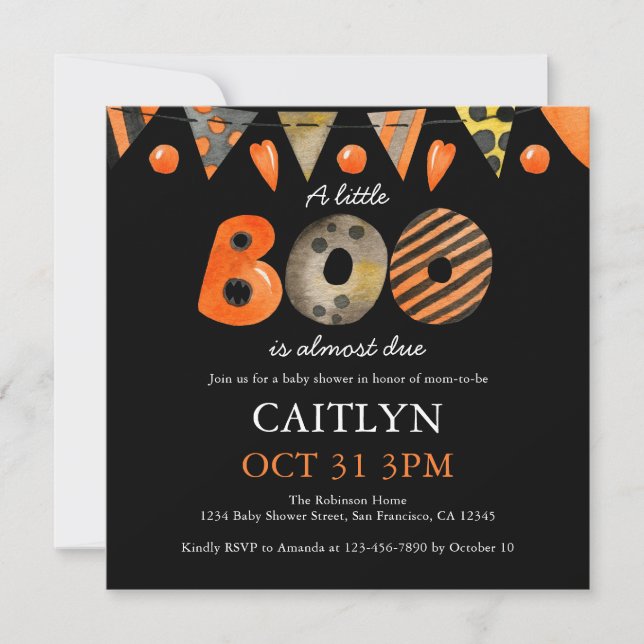 Invitación Un pequeño Baby Shower de Boo Halloween (Anverso)