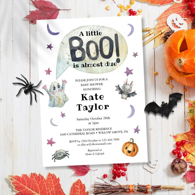 Invitación Un pequeño Baby Shower de Boo Halloween (A Little Boo Halloween Baby Shower Invitation)