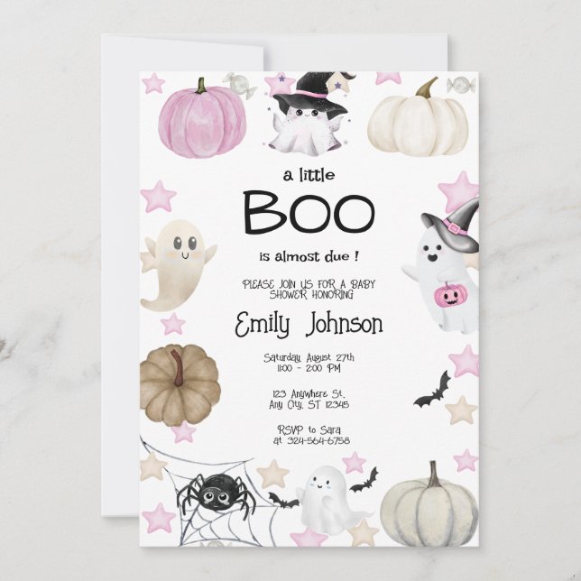 Invitación Un pequeño Baby Shower de Boo Halloween (Anverso)