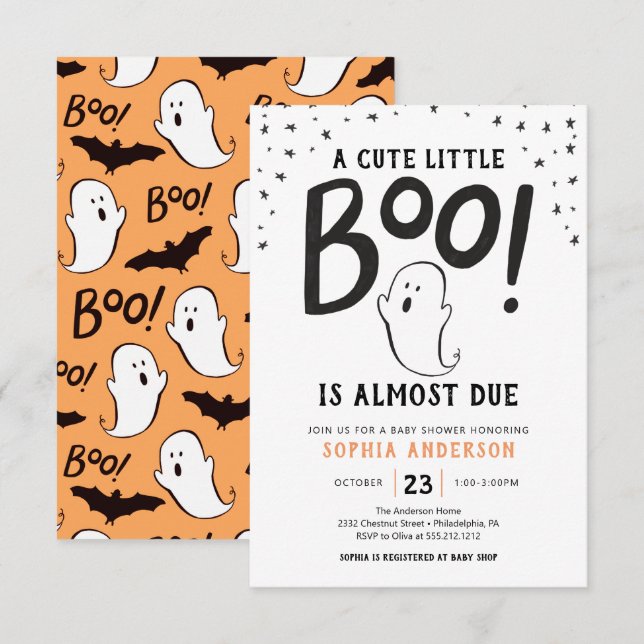 Invitación Un pequeño Baby Shower de Boo Halloween (Anverso / Reverso)