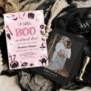 Invitación Un pequeño Baby Shower de Boo Rosa Halloween