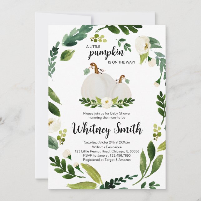 Invitación Un pequeño Baby Shower de calabaza (Anverso)