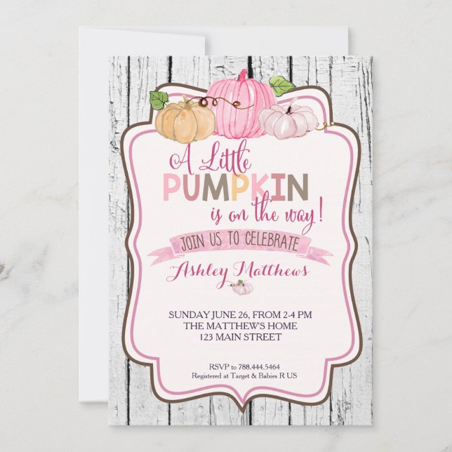 Invitación Un pequeño Baby Shower de calabaza (Anverso)