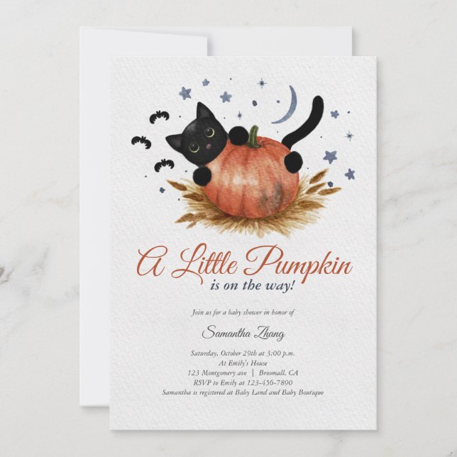 Invitación Un pequeño Baby Shower de calabaza cae (Anverso)