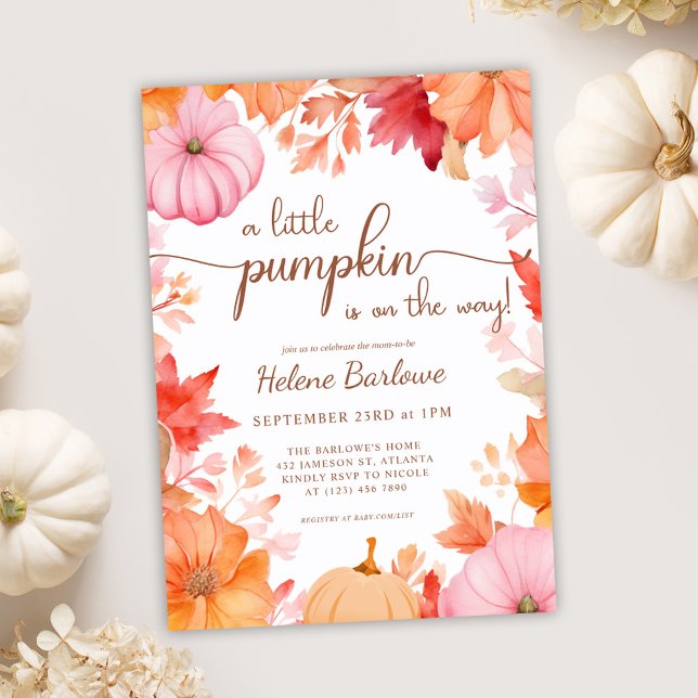 Invitación Un pequeño Baby Shower de calabaza cae (A Little Pumpkin Fall Baby Shower Invitation)