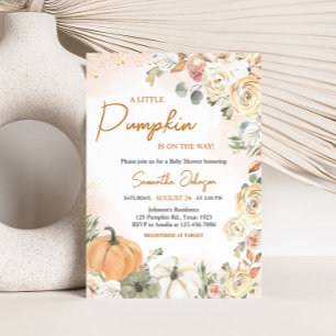Invitación Un pequeño Baby Shower de calabaza cae